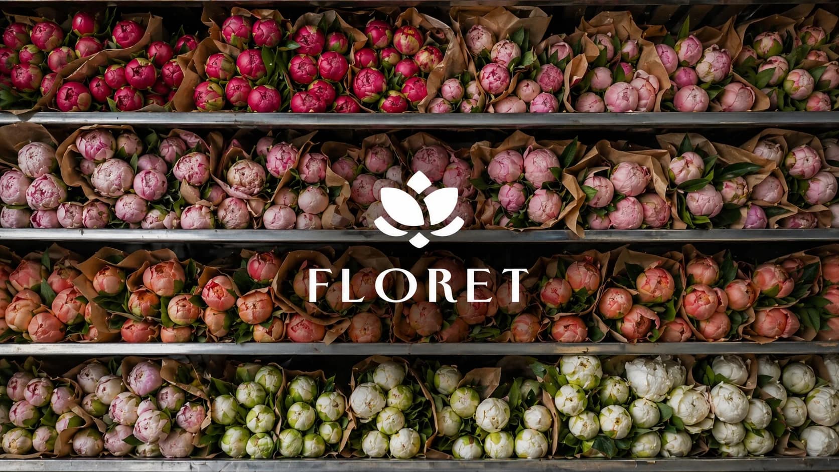 Букет розовых пионов Floret и советы по уходу за пионами
